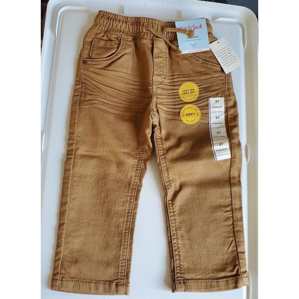 Cat & Jack Pants Boy's Girl's Size 2T Straight School Approved Khaki Pants New